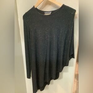 Grayse by Marie and Kelly Gray. Black Long Sleeve Top with black pave accents